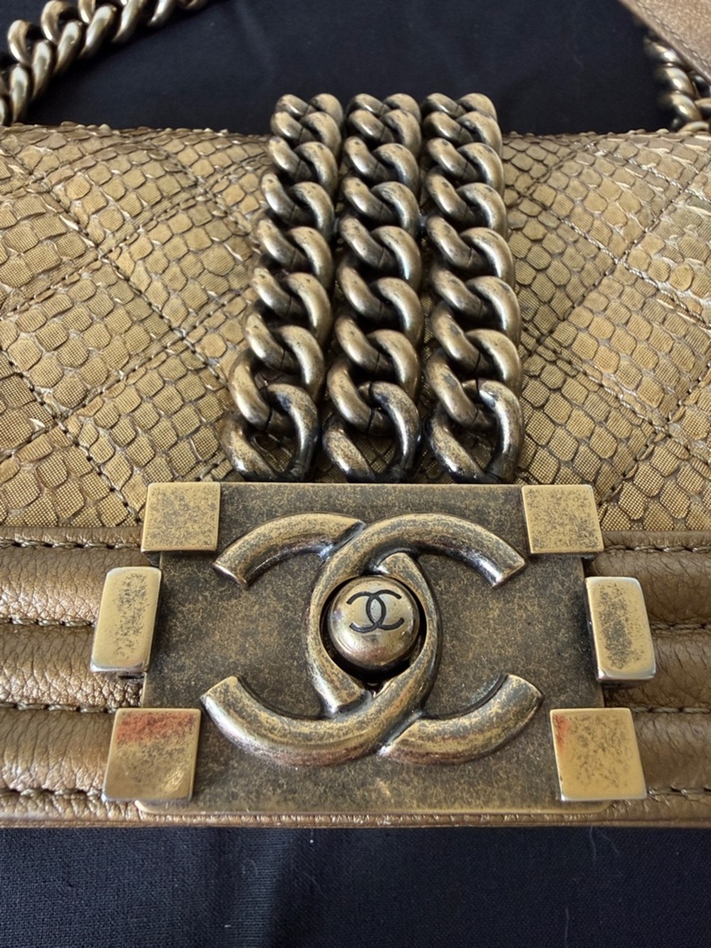 CHANEL Bronze Quilted Boy Flap Shoulder Bag with Chain - Picture 12 of 12
